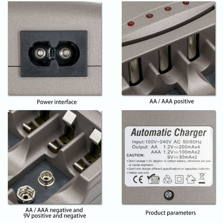 DC 100-240V 4 Slot Battery Charger for AA & AAA & 9V Ni-MH Battery, US Plug Eurekaonline