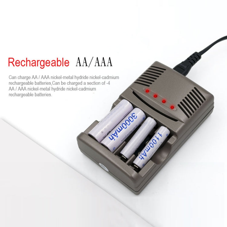 DC 100-240V 4 Slot Battery Charger for AA & AAA & 9V Ni-MH Battery, US Plug Eurekaonline
