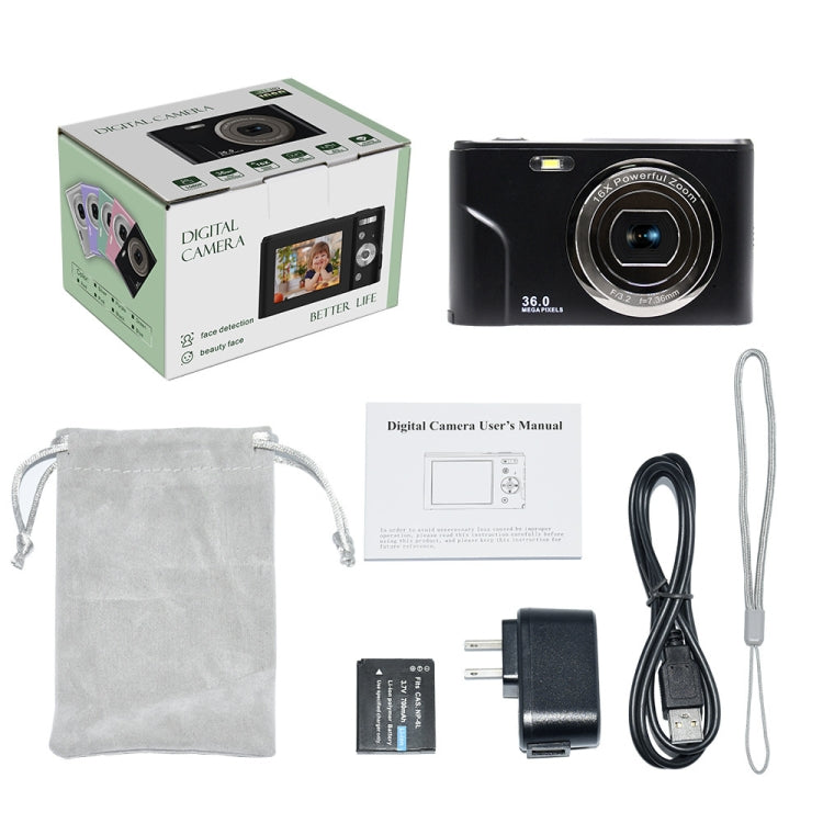 DC311 2.4 inch 36MP 16X Zoom 2.7K Full HD Digital Camera Children Card Camera, EU Plug(Silver) Eurekaonline