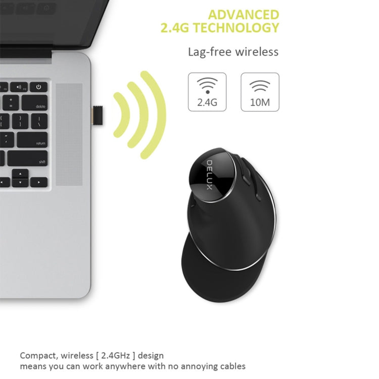 DELUX M618 Plus 2.4G 1600DPI Wireless Portable Vertical Ergonomic Mouse Eurekaonline