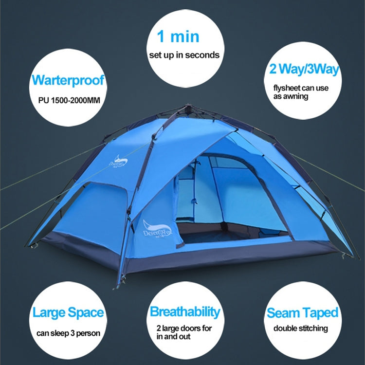Desert&Fox Outdoor Travel Camp Tent Beach Automatic Easily Building Tent for 3-4 People(Army Green) Eurekaonline