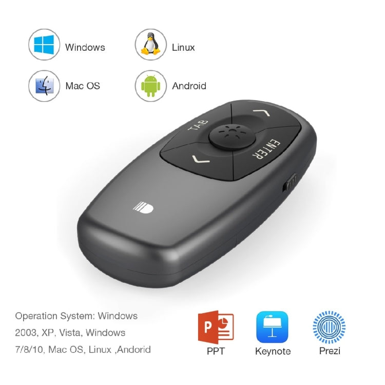 Doosl DSIT011 2.4GHz Mini Rechargeable PowerPoint Presentation Remote Control, Control Distance: 100m(Black) Eurekaonline