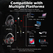 EKSA E900 Pro 7.1 Gaming Wire-Controlled Head-mounted USB Luminous Gaming Headset with Microphone(Black) Eurekaonline