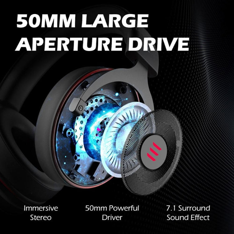 EKSA E900 Pro 7.1 Gaming Wire-Controlled Head-mounted USB Luminous Gaming Headset with Microphone(Black) Eurekaonline