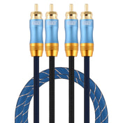 EMK 2 x RCA Male to 2 x RCA Male Gold Plated Connector Nylon Braid Coaxial Audio Cable for TV / Amplifier / Home Theater / DVD, Cable Length:1m(Dark Blue) Eurekaonline