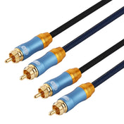 EMK 2 x RCA Male to 2 x RCA Male Gold Plated Connector Nylon Braid Coaxial Audio Cable for TV / Amplifier / Home Theater / DVD, Cable Length:5m(Dark Blue) Eurekaonline