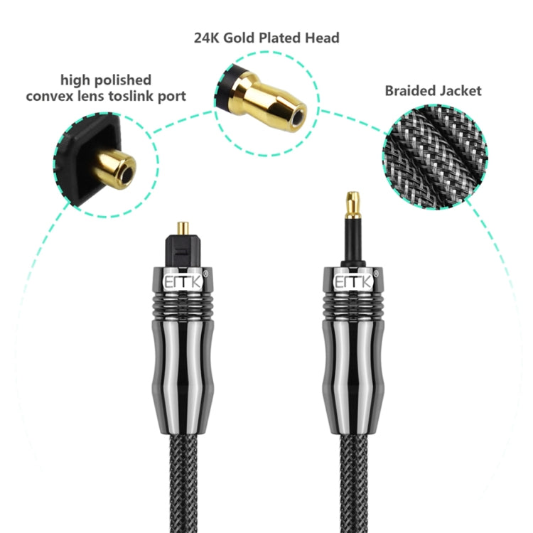 EMK OD6.0mm 3.5mm Digital Sound Toslink to Mini Toslink Digital Optical Audio Cable, Length:1.5m Eurekaonline