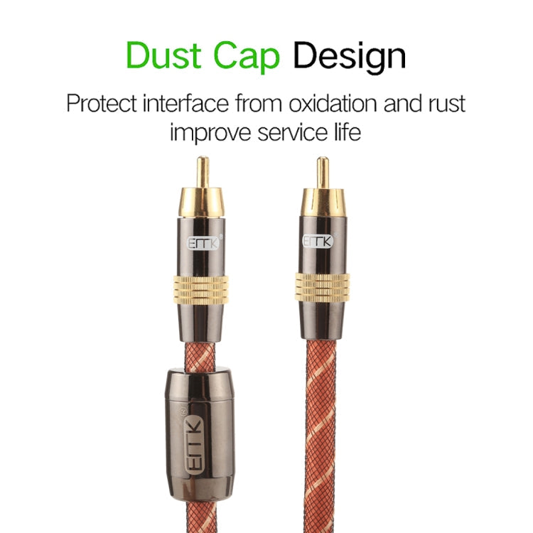 EMK TZ/A 1.5m OD8.0mm Gold Plated Metal Head RCA to RCA Plug Digital Coaxial Interconnect Cable Audio / Video RCA Cable Eurekaonline