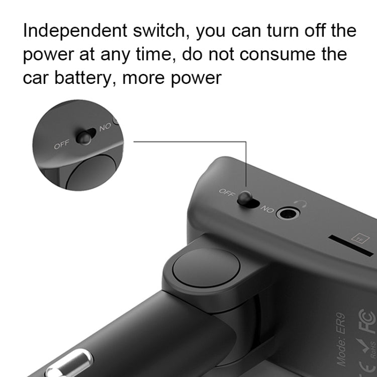 ER9 2 in 1 Hands-Free Calling Car Kit Wireless Bluetooth Headset Dual USB Charger FM Transmitter MP3 Music Player Eurekaonline