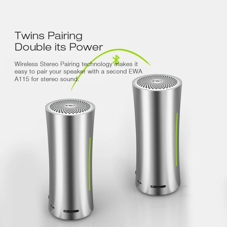 EWA A115 Portable Metal Bluetooth Speaker 105H Power Hifi Stereo Outdoor Subwoofer(Gray) Eurekaonline