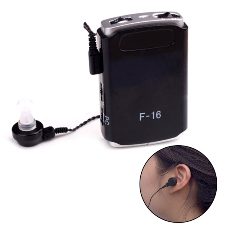 F-16 Pocket High Power Wired Box Mini Hearing Aid Sound Amplifier Receiver(Black) Eurekaonline