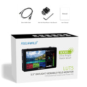 FEELWORLD LUT5 5.5 inch Ultra High Bright 3000nit Touch Screen DSLR Camera Field Monitor (Black) Eurekaonline