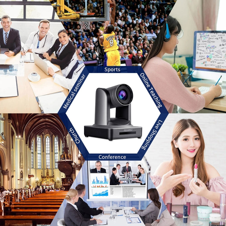 FEELWORLD NDI20X Simultaneous 20X Optical Zoom Live Streaming PTZ Camera, EU and US Plug Eurekaonline