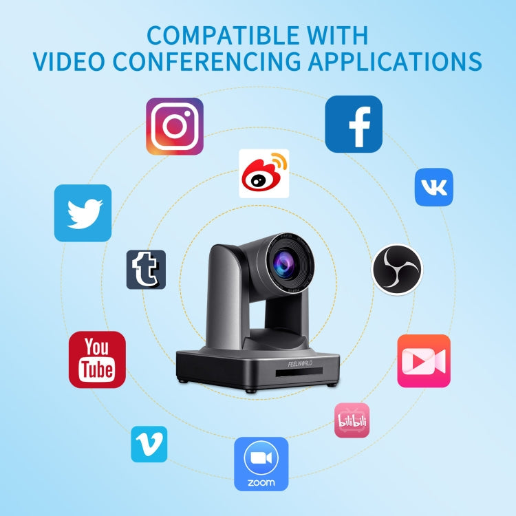FEELWORLD POE20X Simultaneous 20X Optical Zoom Live Streaming PTZ Camera, EU and US Plug Eurekaonline