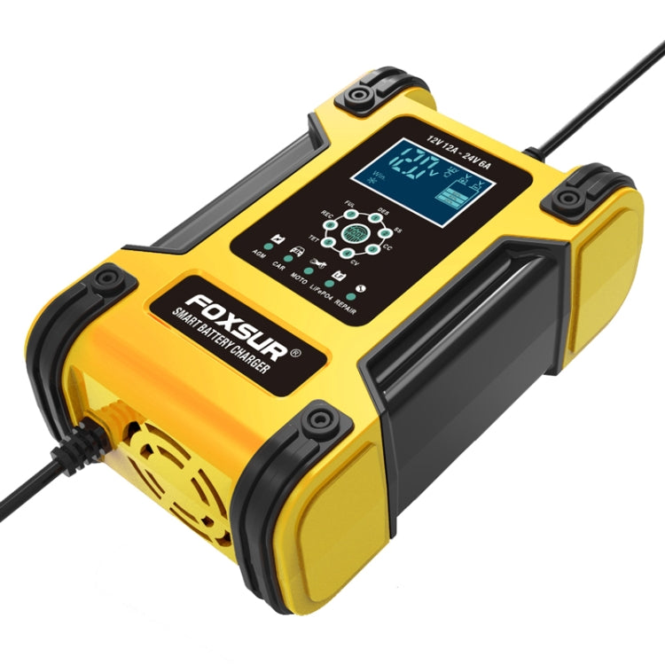  Motorcycle 7-stage Lead-acid Battery AGM Charger, Plug Type:UK Plug(Yellow) Eurekaonline