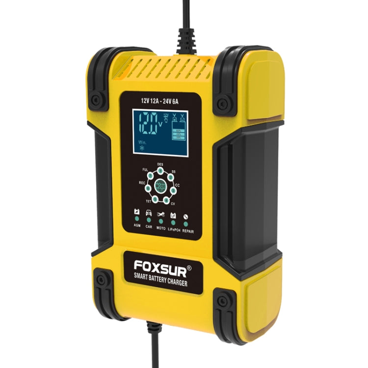  Motorcycle 7-stage Lead-acid Battery AGM Charger, Plug Type:UK Plug(Yellow) Eurekaonline