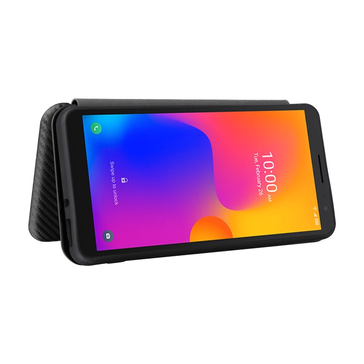 For Alcatel 1B 2022 Carbon Fiber Texture Flip Leather Phone Case(Black) Eurekaonline