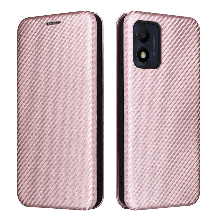 For Alcatel 1B 2022 Carbon Fiber Texture Flip Leather Phone Case(Pink) Eurekaonline