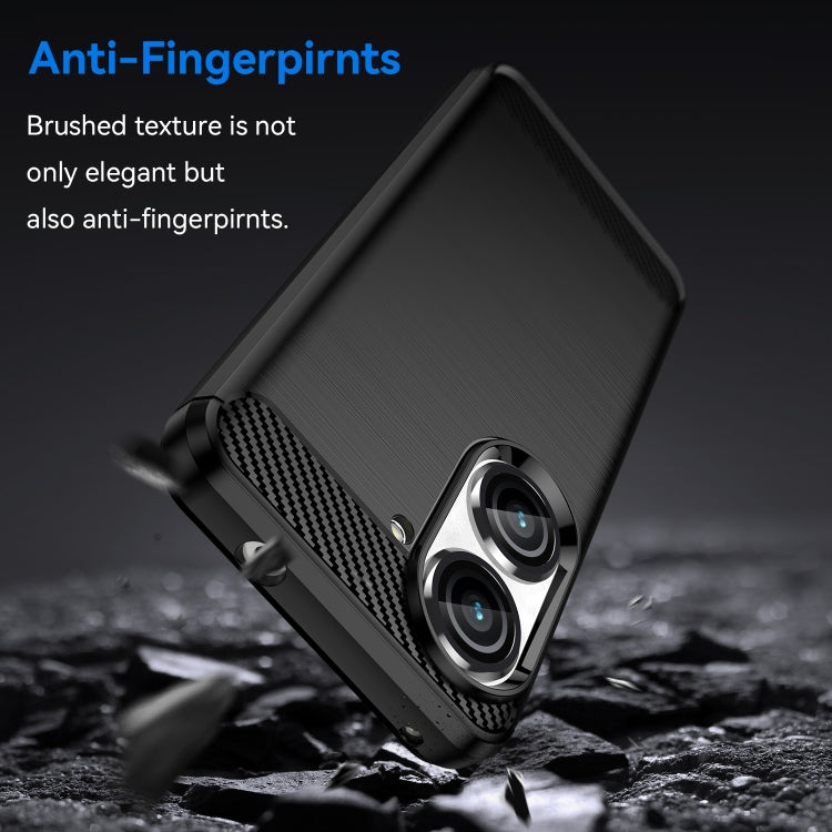 For Asus Zenfone 9 Brushed Texture Carbon Fiber TPU Case(Black) Eurekaonline