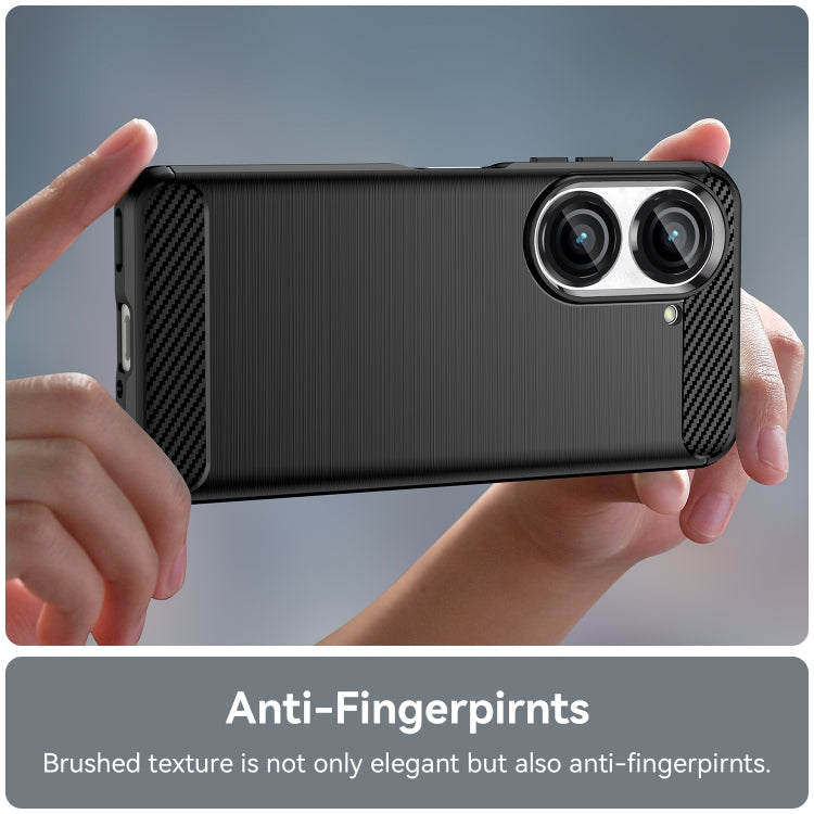 For Asus Zenfone 9 Brushed Texture Carbon Fiber TPU Case(Black) Eurekaonline