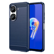 For Asus Zenfone 9 Brushed Texture Carbon Fiber TPU Case(Blue) Eurekaonline