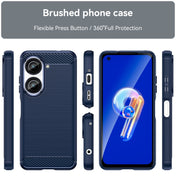 For Asus Zenfone 9 Brushed Texture Carbon Fiber TPU Case(Blue) Eurekaonline