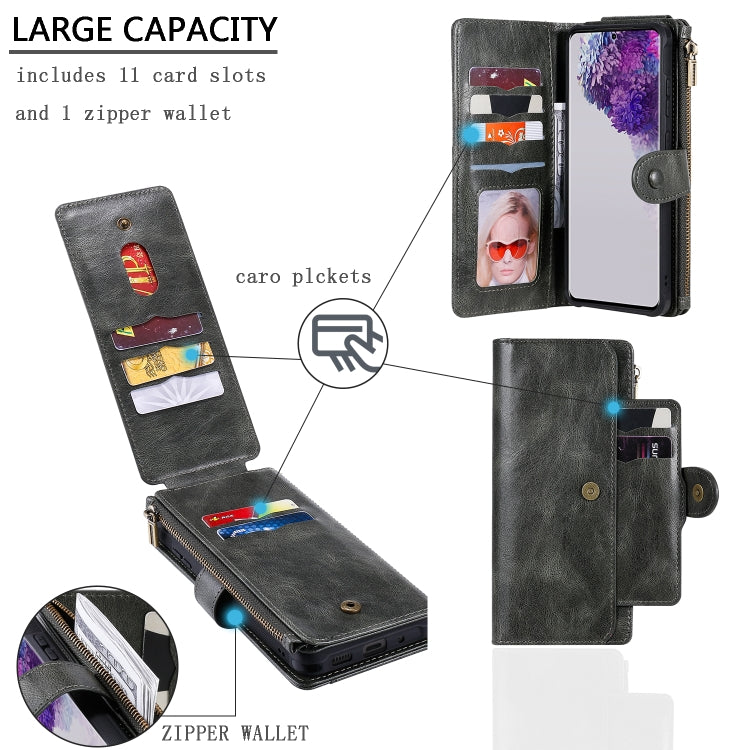 For Galaxy S20 Ultra Multifunctional Retro Detachable Magnetic Horizontal Flip Leather Case with Card Slots & Holder & Wallet & Photo Frame(Dark Grey) Eurekaonline
