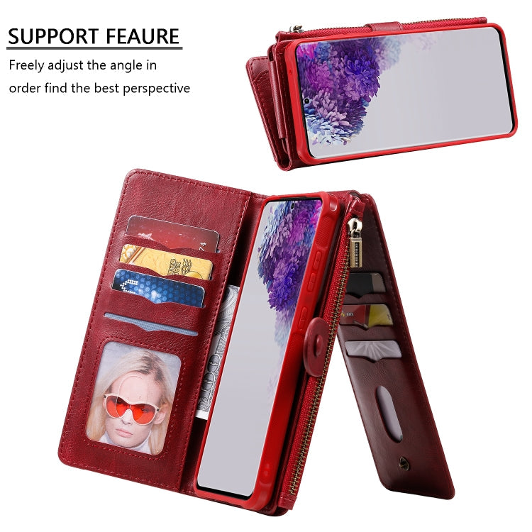 For Galaxy S20 Ultra Multifunctional Retro Detachable Magnetic Horizontal Flip Leather Case with Card Slots & Holder & Wallet & Photo Frame(Red) Eurekaonline