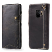 For Galaxy S9 Denior Oil Wax Cowhide Magnetic Button Horizontal Flip Leather Case with Card Slots & Wallet(Black) Eurekaonline