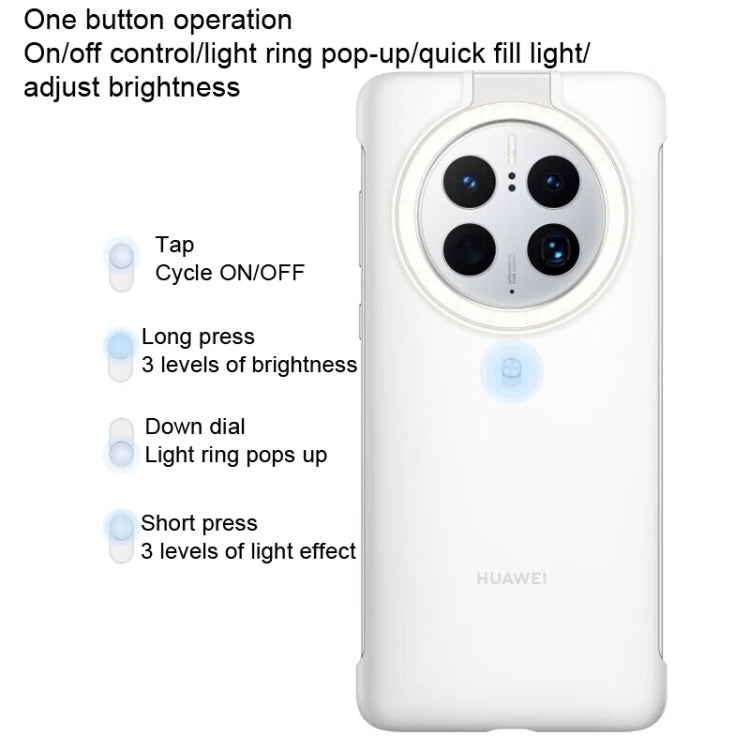 For HUAWEI Mate 50 Pro Original HUAWEI Ring Flash Smart Phone Case(White) Eurekaonline