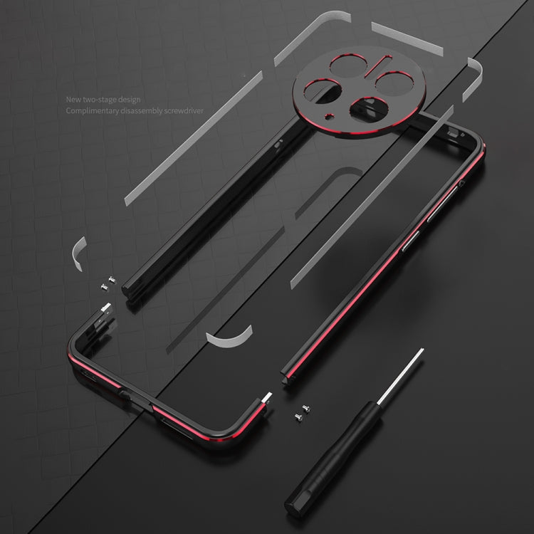 For Huawei Mate 50 Pro LK Aurora Metal Phone Frame with Lens Cover(Black Blue) Eurekaonline