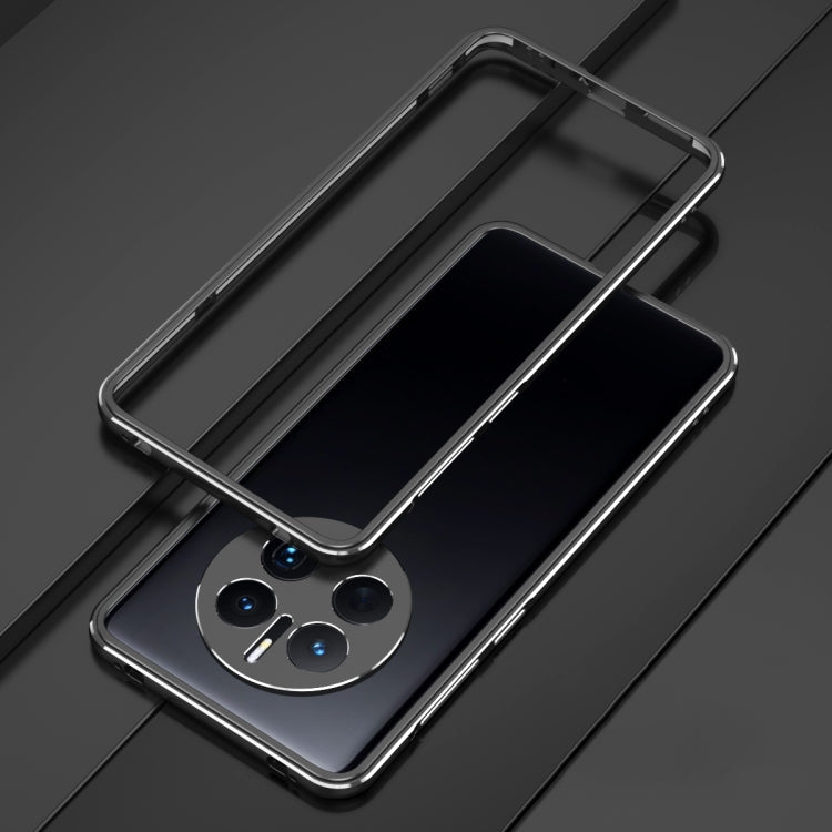 For Huawei Mate 50 Pro LK Aurora Metal Phone Frame with Lens Cover(Black Silver) Eurekaonline