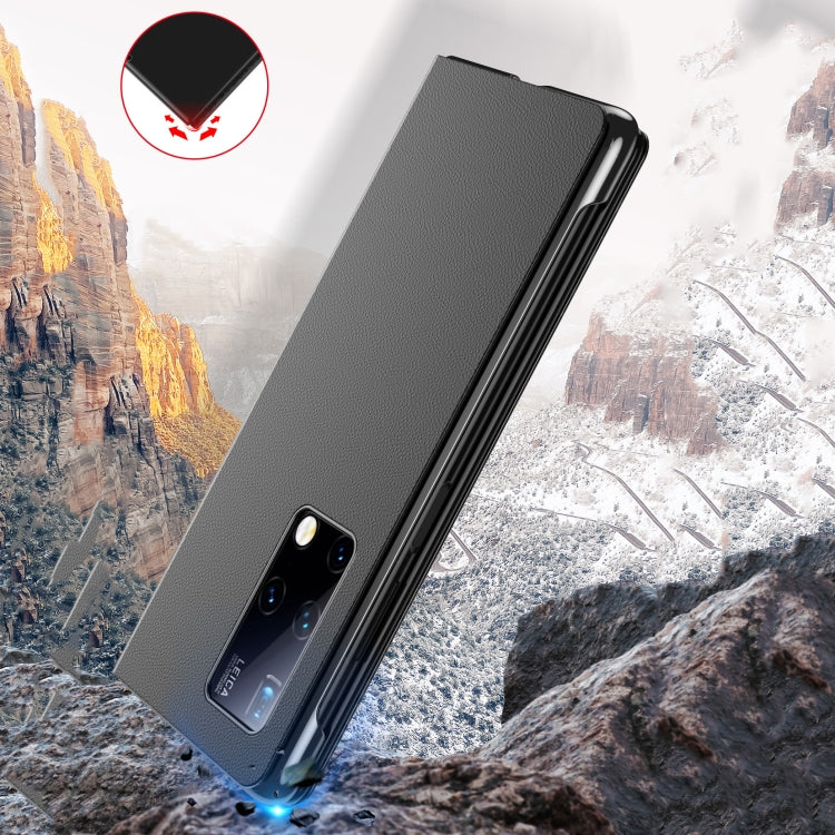 For Huawei Mate X2 Electroplated Mirror Protective Case with Holder(Black) Eurekaonline