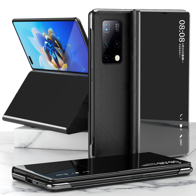 For Huawei Mate X2 Electroplated Mirror Protective Case with Holder(Black) Eurekaonline