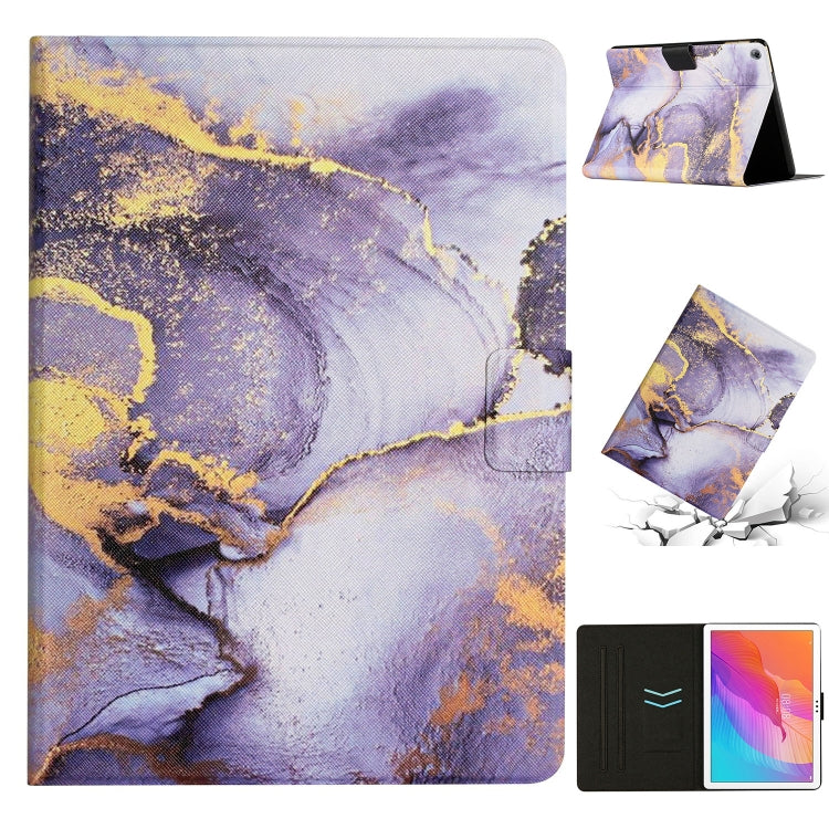 For Huawei MatePad T10s Marble Pattern Leather Tablet Case(Purple) Eurekaonline