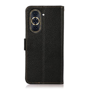 For Huawei Nova 10 KHAZNEH Side-Magnetic Litchi Genuine Leather RFID Phone Case(Black) Eurekaonline