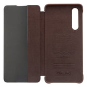 For Huawei P30 QIALINO Genuine Leather Side Window View Smart Phone Case(Brown) Eurekaonline