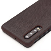For Huawei P30 QIALINO Genuine Leather Side Window View Smart Phone Case(Brown) Eurekaonline