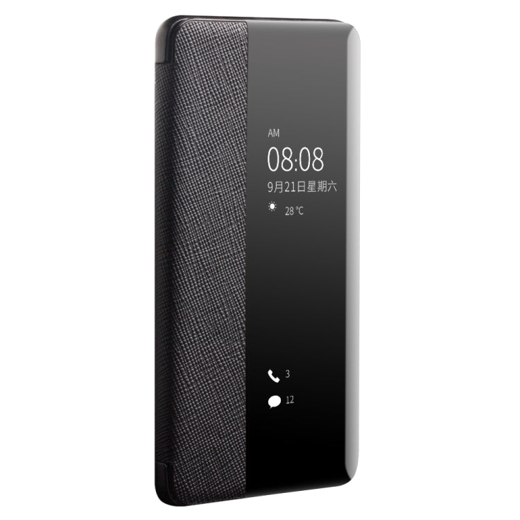 For Huawei P40 Pro QIALINO Puda Texture Side Window View Leather Phone Case(Black) Eurekaonline