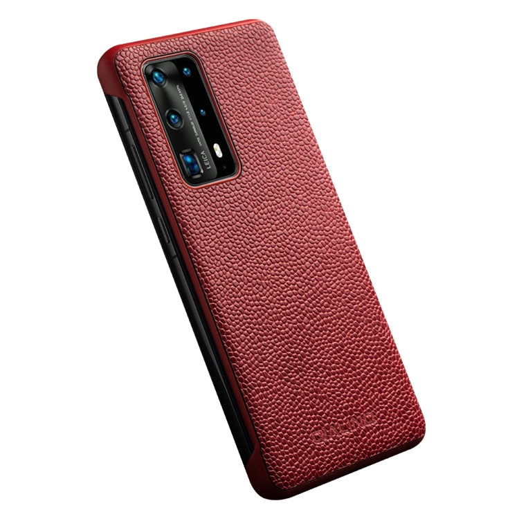 For Huawei P40 Pro QIALINO XiangNai Texture Side Window View Leather Phone Case(Red) Eurekaonline