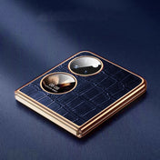 For Huawei P50 Pocket Genuine Leather Crocodile Texture Folding Phone Case(Blue) Eurekaonline
