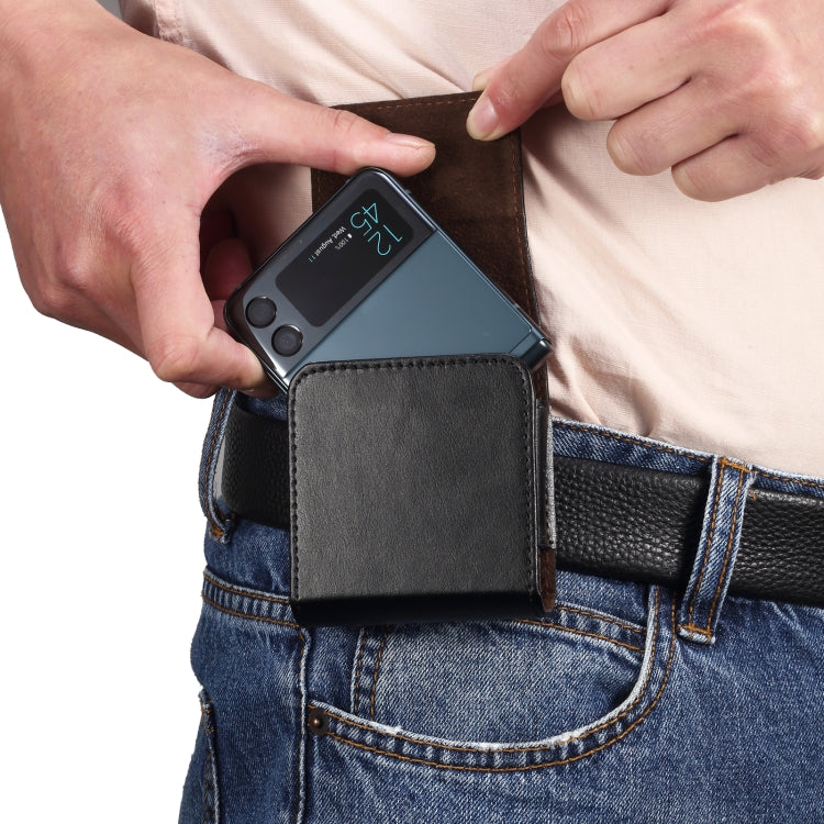 For Huawei P50 Pocket Genuine Leather Waist Hanging Phone Case(Black) Eurekaonline