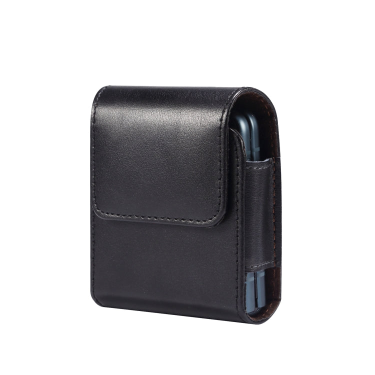 For Huawei P50 Pocket Genuine Leather Waist Hanging Phone Case(Black) Eurekaonline