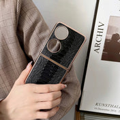 For Huawei P50 Pocket Genuine Leather Weilai Series Nano Plating Phone Case(Black) Eurekaonline