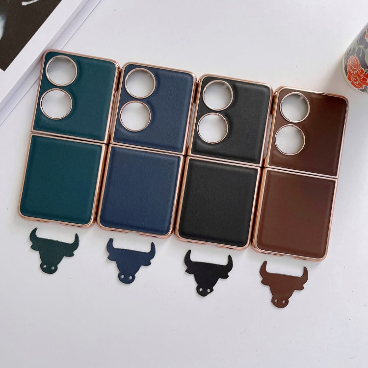 For Huawei P50 Pocket Genuine Leather Xiaoya Series Nano Plating Phone Case(Coffee) Eurekaonline