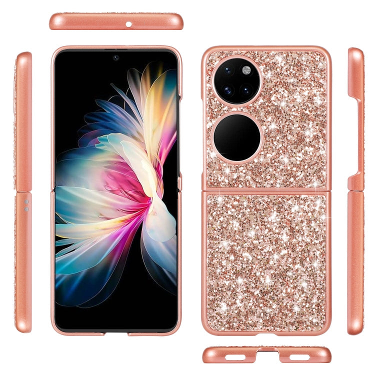 For Huawei P50 Pocket Glitter Powder Shockproof TPU Folding Phone Case(Gold) Eurekaonline
