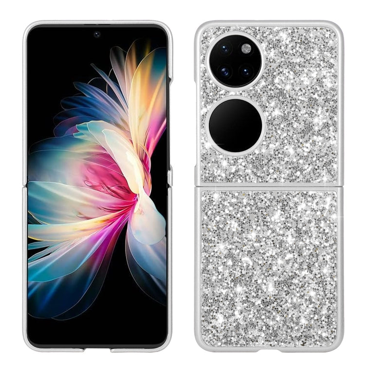 For Huawei P50 Pocket Glitter Powder Shockproof TPU Folding Phone Case(Silver) Eurekaonline