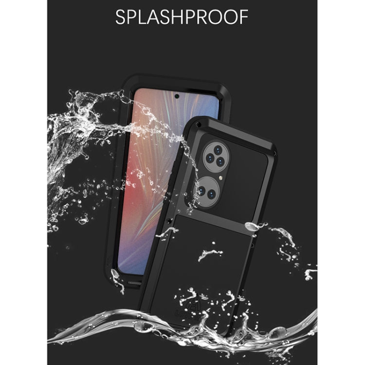 For Huawei P50 Pro LOVE MEI Metal Shockproof Waterproof Dustproof Protective Phone Case without Glass(Red) Eurekaonline