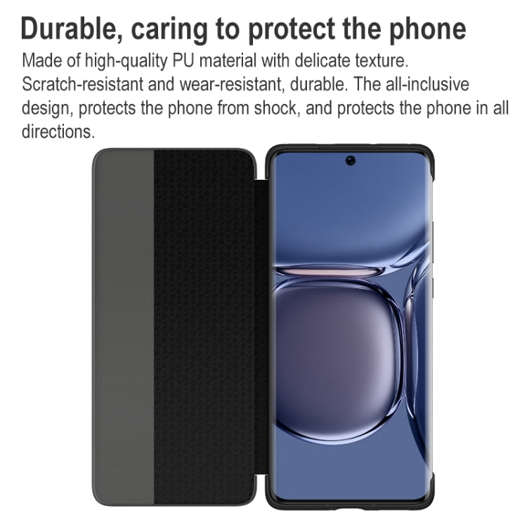 For Huawei P50 Pro Smart Display View Window Flip Leather Protective Case with Sleep / Wake-up Function(Black) Eurekaonline