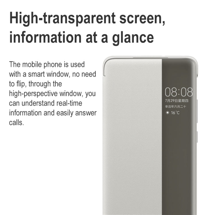 For Huawei P50 Pro Smart Display View Window Flip Leather Protective Case with Sleep / Wake-up Function(Grey) Eurekaonline